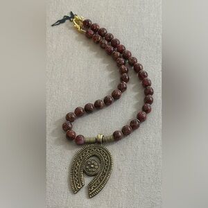 22 inch Red Golden Sponge Quartz gemstone bead necklace NWOT